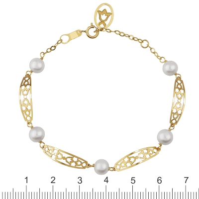 Pulsera de oro flor semirrígida