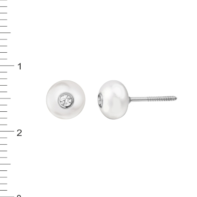 Pendientes de oro blanco perla-circonita - Imagen 3
