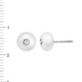 Pendientes de oro blanco perla-circonita