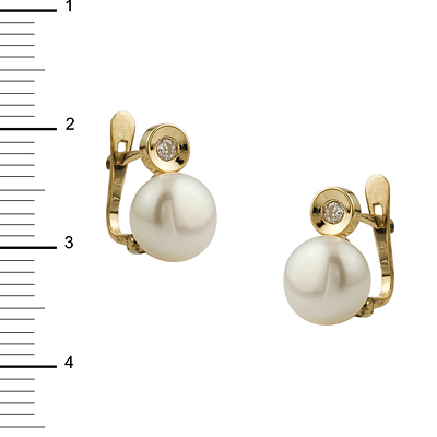 Pendientes de oro perla y circonita