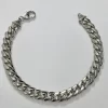 Pulsera barbada almendra tupida, de plata rodiada.