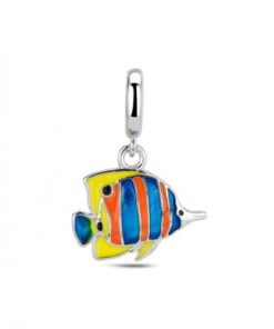 Abalorio Plata Pez Esmalte Colgante