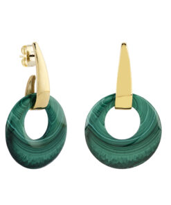 Pendientes malaquita plata recubierto oro 18 kt K00540E