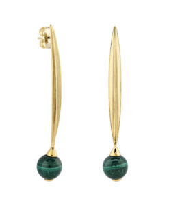 Pendientes malaquita plata recubierto oro 18kt... Pendientes malaquita plata recubierto oro 18kt TN537EM