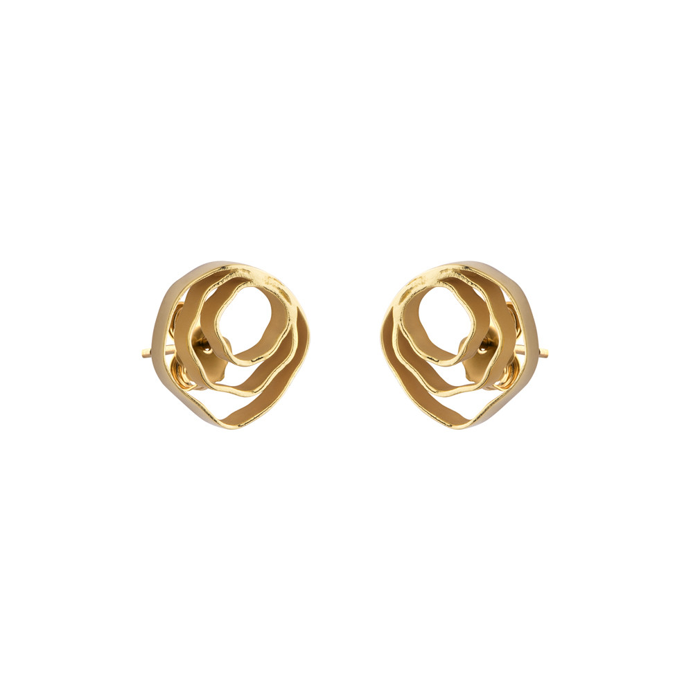 Pendientes redondos basicos K00137E de plata recubiertos oro