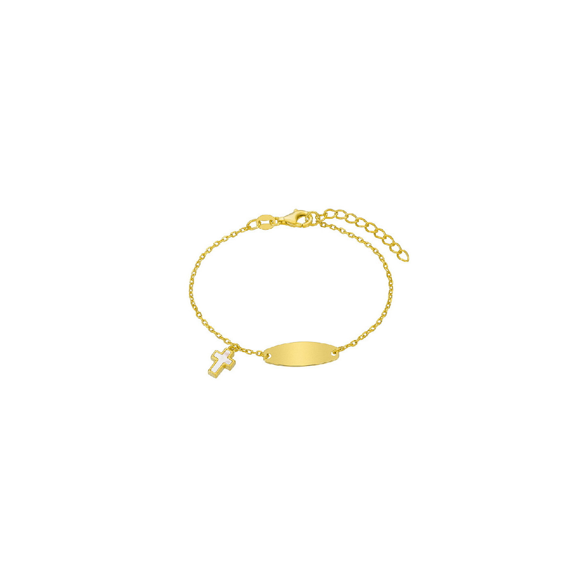 Pulsera plaquita cruz nácar DORADA D03303/BE