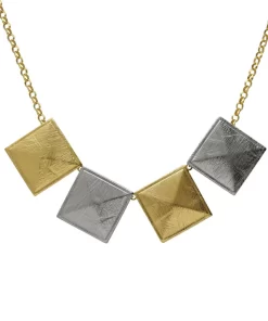 Collar corto cuadrado Good Morning en Plata baño Oro y Rodio REF A5239-BG