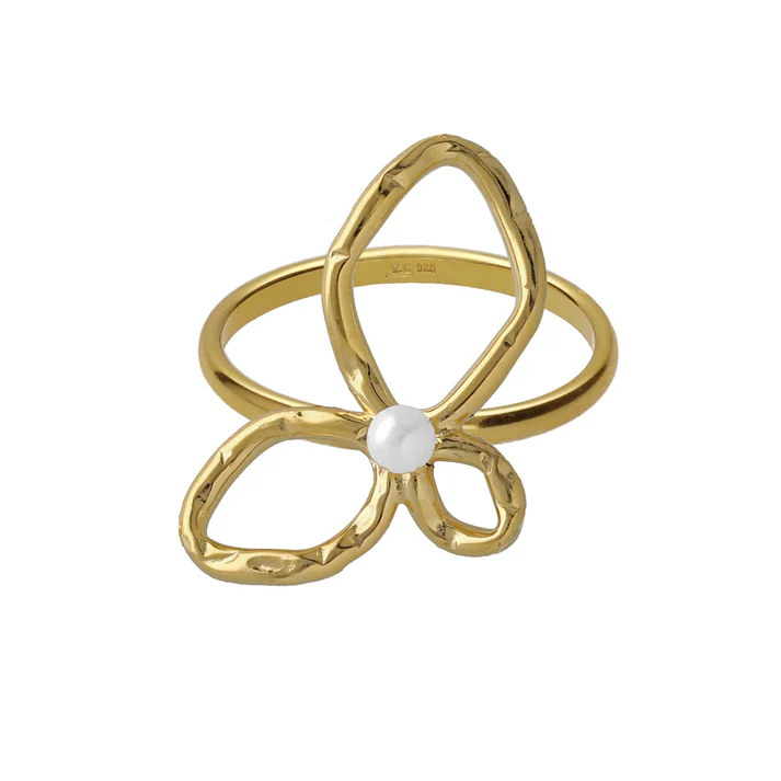 Anillo ajustable hoja Ohayo con perla en Plata REF A5202-00DA