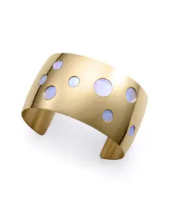 Pulsera de mujer de acero Ip dorado rígida ancha con círculos de madre perla REF 14272P01012