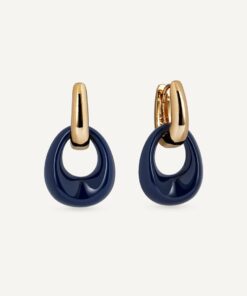 Pendientes de aro con oval Navy con Acetato y Resina azul ref g3984