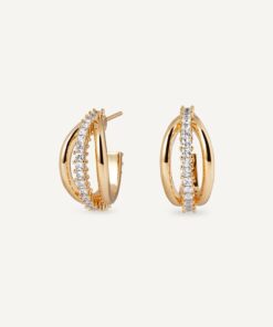 Pendientes semiluna triple Vela con circonitas ref g4010