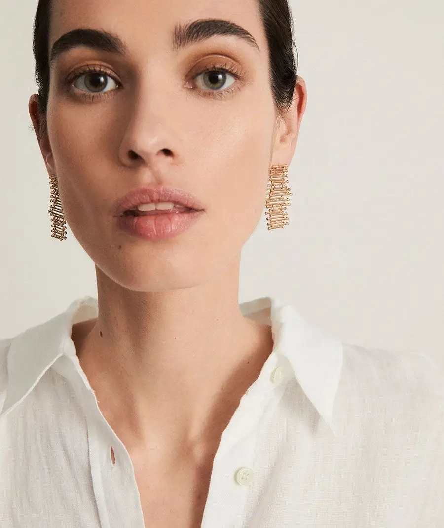 Pendientes Redosa chapado Oro 18 Kt largo tiras REF X47498 - Imagen 2