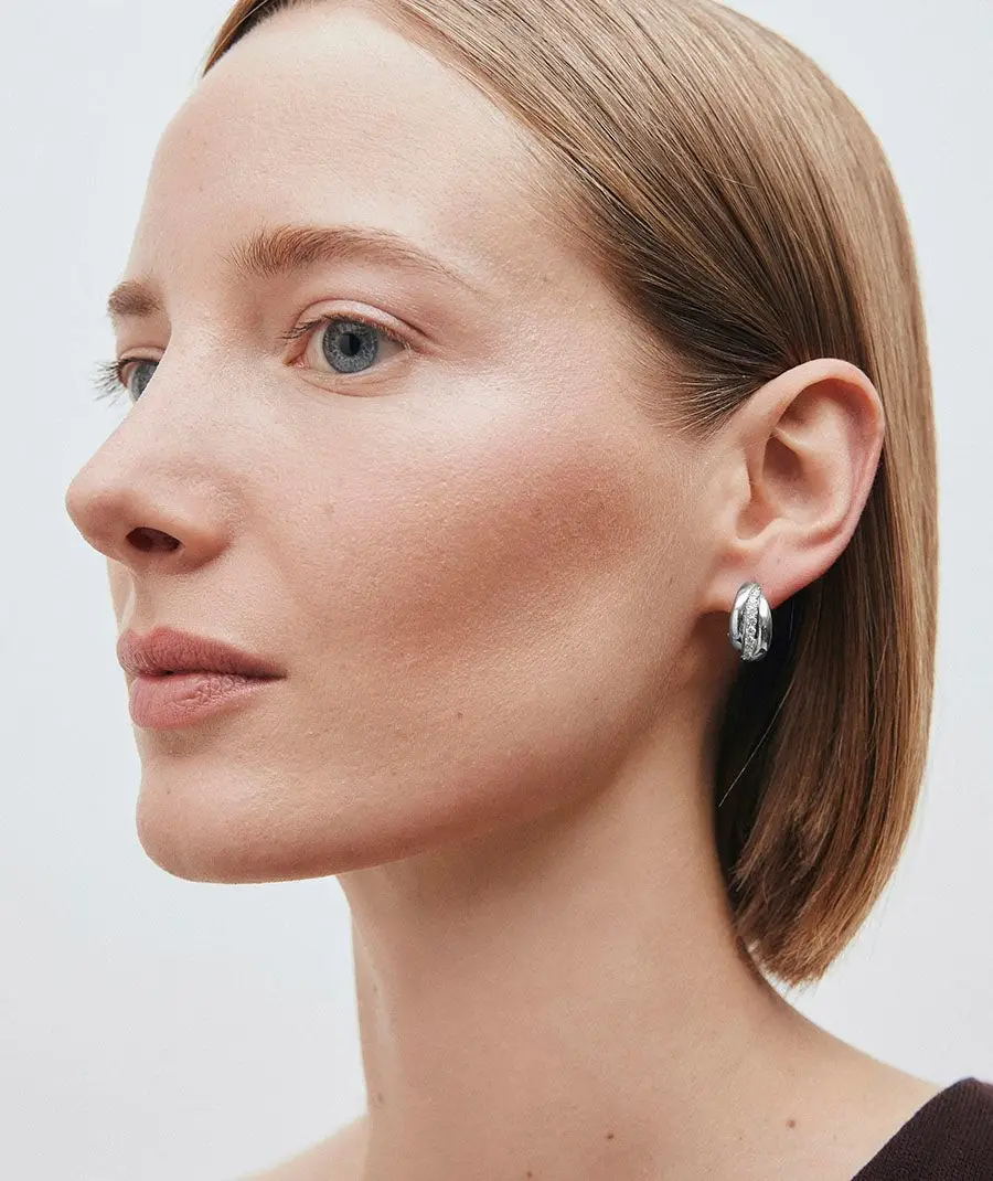 Pendientes semiluna grueso con circonitas REF Q3993 - Imagen 2