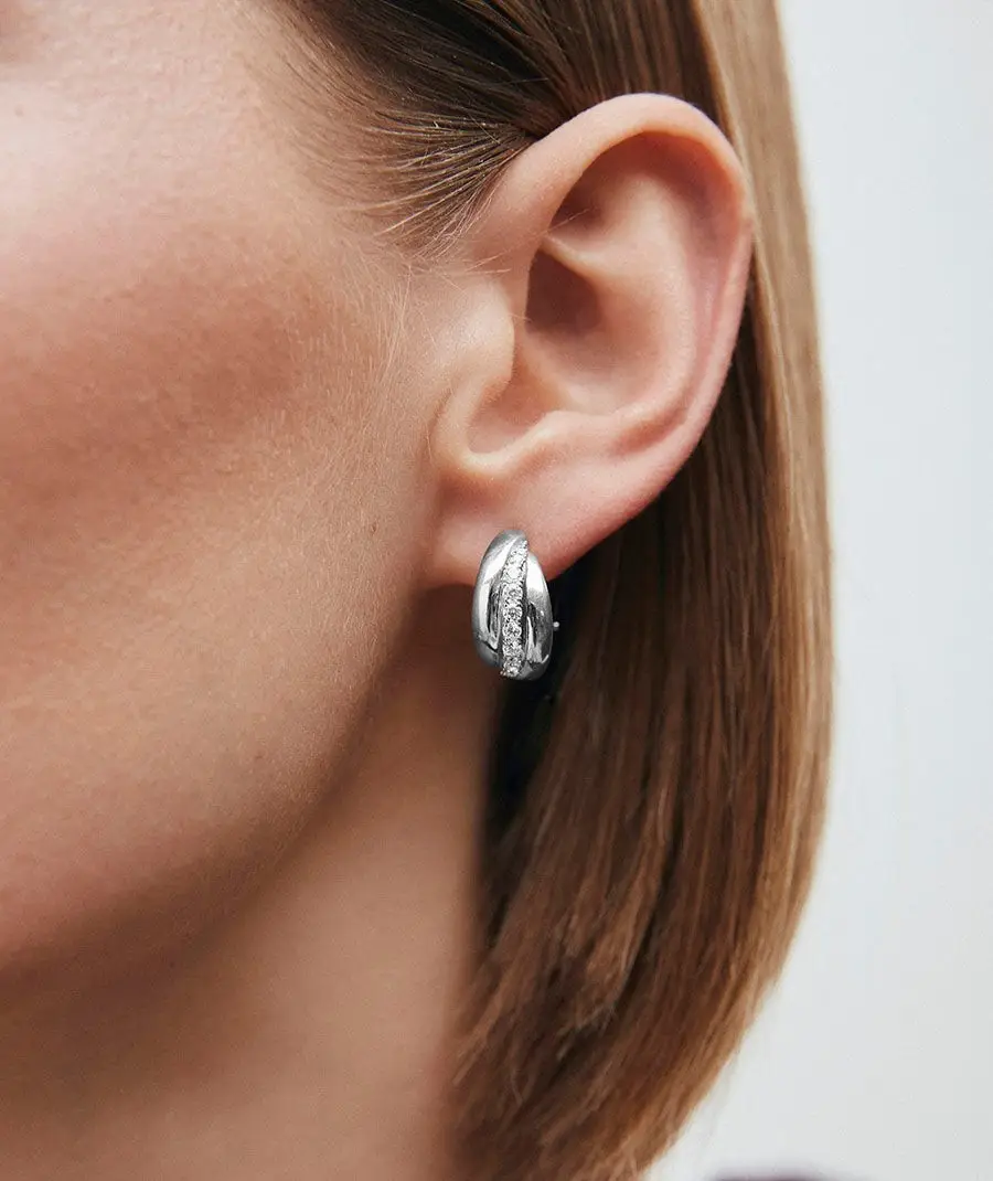 Pendientes semiluna grueso con circonitas REF Q3993 - Imagen 3