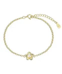 Pulsera de plata chapada flor de 10 mm con perla 17 + 3 cm Ref : 9125531 comunion