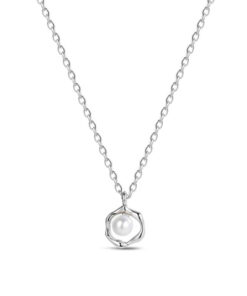 Pendiente de plata chapado 8 mm con perla natural de 4 mm y circonitas cierre presión Ref : 9124649 comunion