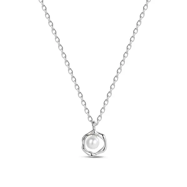 Pendiente de plata chapado 8 mm con perla natural de 4 mm y circonitas cierre presión Ref : 9124649 comunion