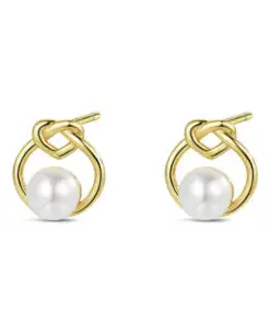 Pendiente de plata chapado 10 mm con perla natural de 5 mm cierre presión Ref : 9124645 comunion