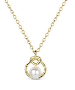 Colgante con cadena de plata chapado con perla natural de 5 mm 38 + 5 cm Ref : 9124647 comunion