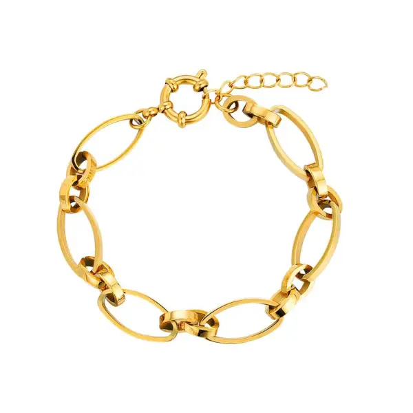 Pulsera de acero 316 chapado 18 kt óvalos 19.5 + 3 cm waterproof Ref : 9123521