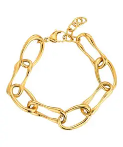 Pulsera de acero 316 chapado 18 kt óvalos y piezas irregulares 19 + 3 cm waterproof Ref : 9123525