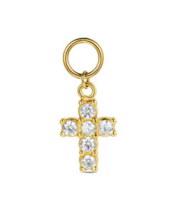Charm de acero 316 chapado 18 kt cruz con cristales waterproof 12 mm Ref : 9125602