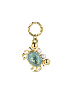 Charm de acero 316 chapado 18 kt cangrejo con perlas sínteticas y cristal waterproof Ref : 9125603