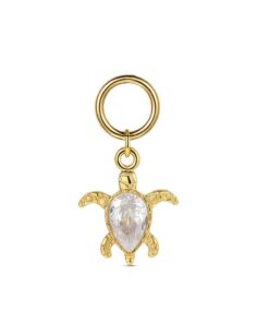 Charm de acero 316 chapado 18 kt tortuga con cristal waterproof 10 mm Ref : 9125609