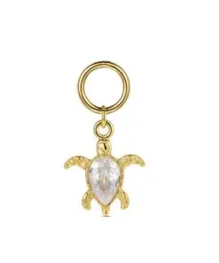 Charm de acero 316 chapado 18 kt tortuga con cristal waterproof 10 mm Ref : 9125609