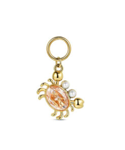 Charm de acero 316 chapado 18 kt cangrejo con perlas sínteticas y cristal waterproof Ref : 9125604