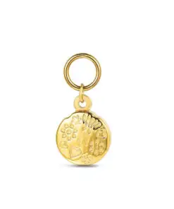Charm de acero 316 chapado 18 kt disco con flores y corazones waterproof 10 mm Ref : 9125607