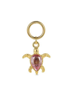 Charm de acero 316 chapado 18 kt tortuga con cristal waterproof 10 mm Ref : 9125610