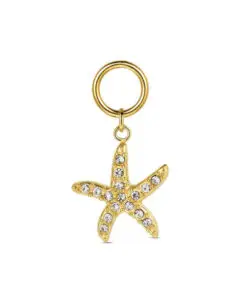 Charm de acero 316 chapado 18 kt estrella de mar con cristales waterproof 12 mm Ref : 9125615