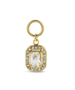 Charm de acero 316 chapado 18 kt rectángulo con cristal y circonita waterproof 10.5 mm Ref : 9125628