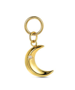 Charm de acero 316 chapado 18 kt luna con cristal waterproof 11.5 mm Ref : 9125625