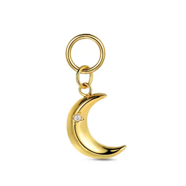 Charm de acero 316 chapado 18 kt luna con cristal waterproof 11.5 mm Ref : 9125625