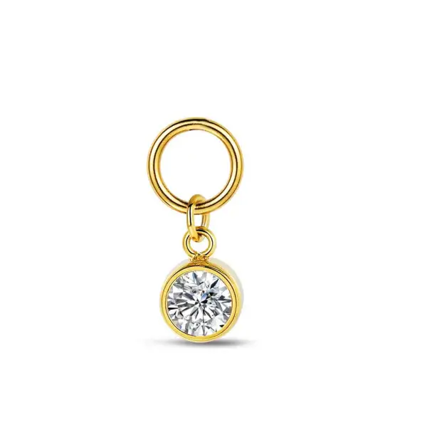 Charm de acero 316 chapado 18 kt chatón de cristal waterproof 6 mm Ref : 9125621