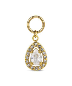 Charm de acero 316 chapado 18 kt gota con cristal y circonita waterproof 11.8 mm Ref : 9125632