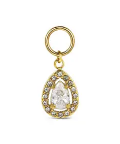 Charm de acero 316 chapado 18 kt gota con cristal y circonita waterproof 11.8 mm Ref : 9125632