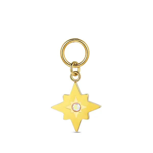 Charm de acero 316 chapado 18 kt estrella polar con cristal waterproof 11.5 mm Ref : 9125633