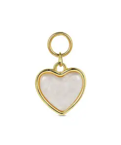 Charm de acero 316 chapado 18 kt corazón con circonita y acrílico waterproof 14 mm Ref : 9125635