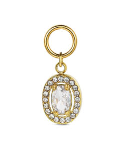 Charm de acero 316 chapado 18 kt óvalo con cristal y circonita waterproof 11 mm Ref : 9125642