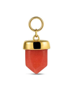 Charm de acero 316 chapado 18 kt bellota de jaspe rojo waterproof 17.5 mm Ref : 9125648