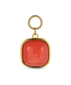 Charm de acero 316 chapado 18 kt rectangular jaspe rojo waterproof 14.4 mm Ref : 9125650