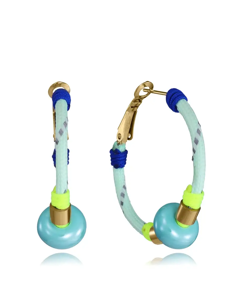 Pendientes de mujer de acero Ip dorado con cordón y piedra ref 14364e01016