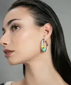 Pendientes de mujer de acero Ip dorado con cordón y piedra ref 14364e01016 - Imagen 2
