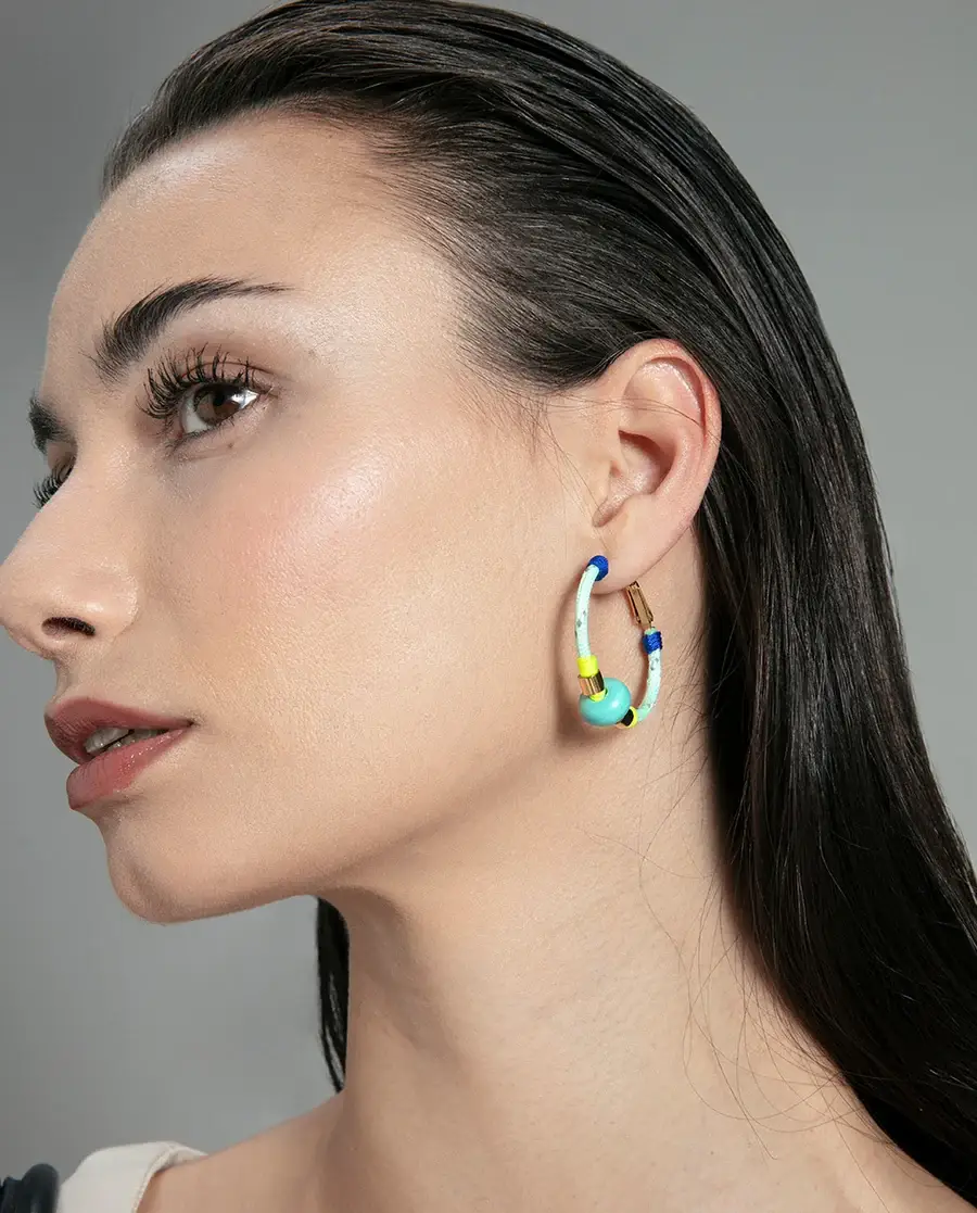 Pendientes de mujer de acero Ip dorado con cordón y piedra ref 14364e01016 - Imagen 2