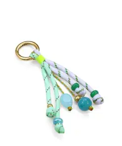Llavero de mujer en acero Ip dorado con cuerda náutica verde y blanco y piedras verdes ref 14364l01016