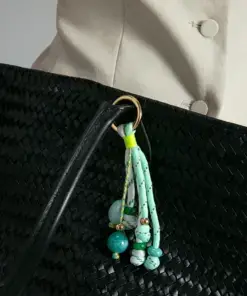 Llavero de mujer en acero Ip dorado con cuerda náutica verde y blanco y piedras verdes ref 14364l01016 - Imagen 3