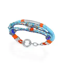 Pulsera de mujer en acero, cuerda náutica y cordón, con tonos azules y multicolor y piedras decorativas ref: 14364p01013